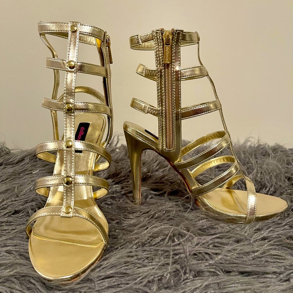 Gold Goddess Cage Shoes